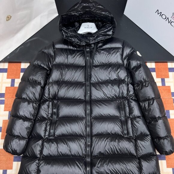 Moncler Women's Shiny Black Long Puffer Jacket - Picture 3 of 9